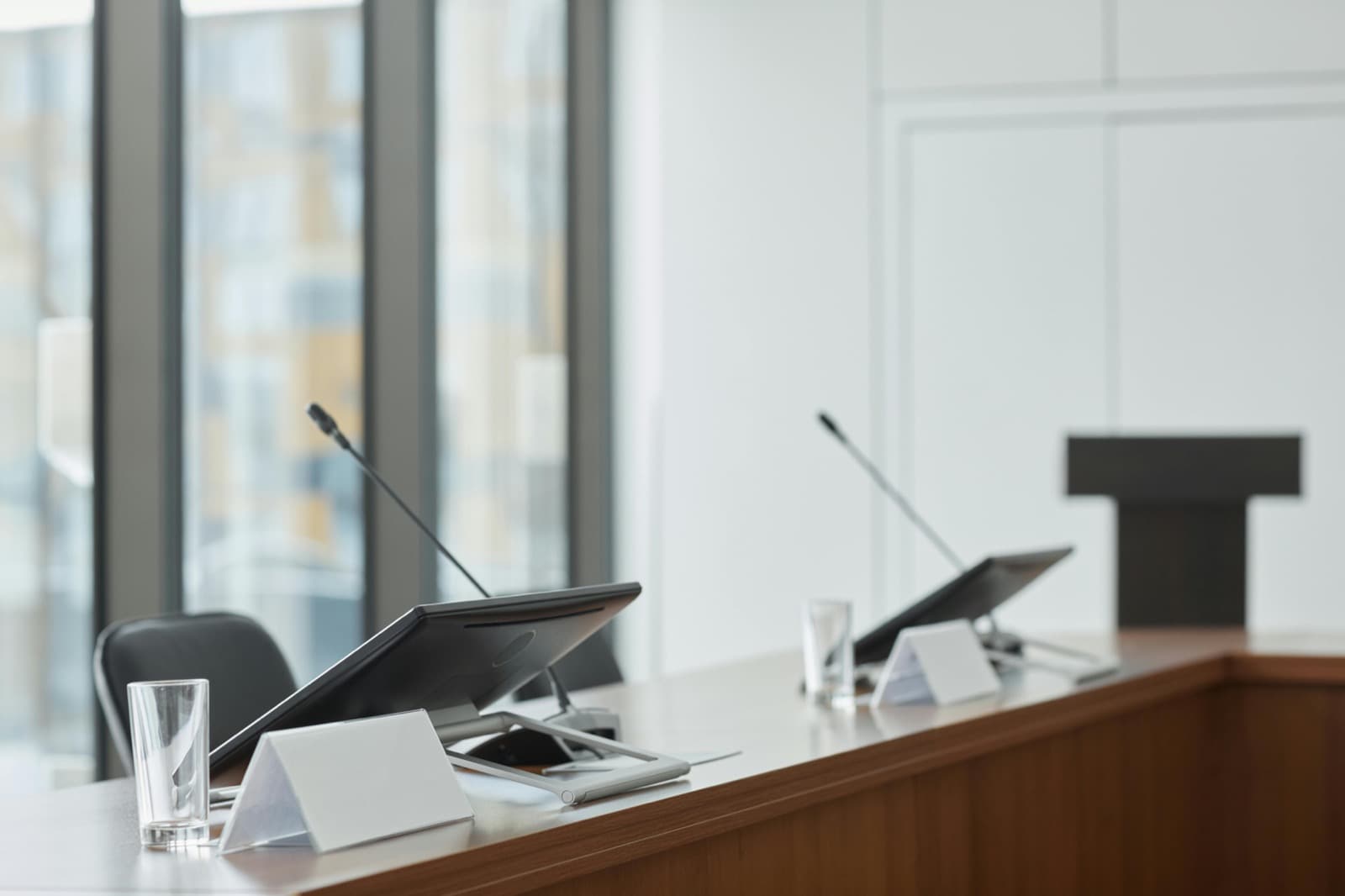 Clean meeting room microphone and audio equipment